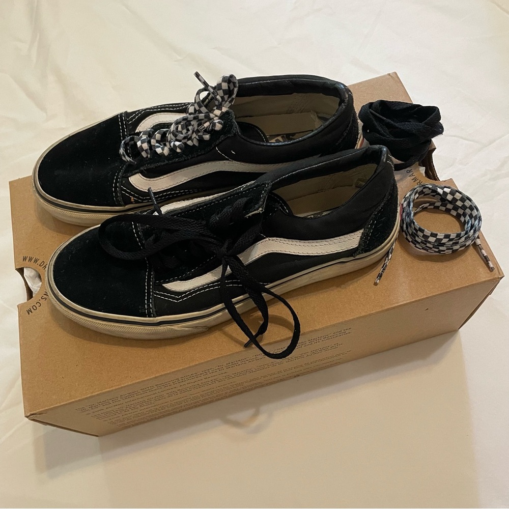 black and white Vans Old Skool sneakers